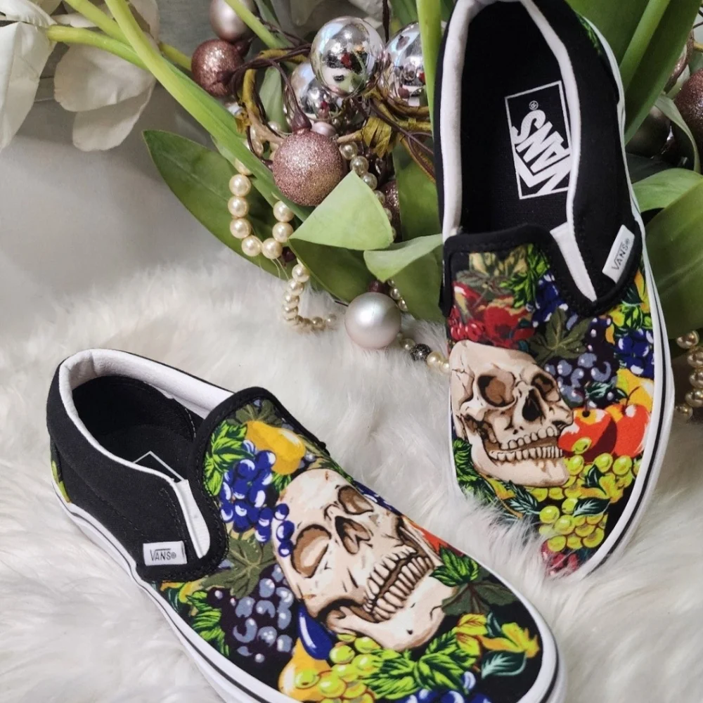 Vans Old Skool Skulls and fruits design Shoes Mens11 New - Picture 3 of 8